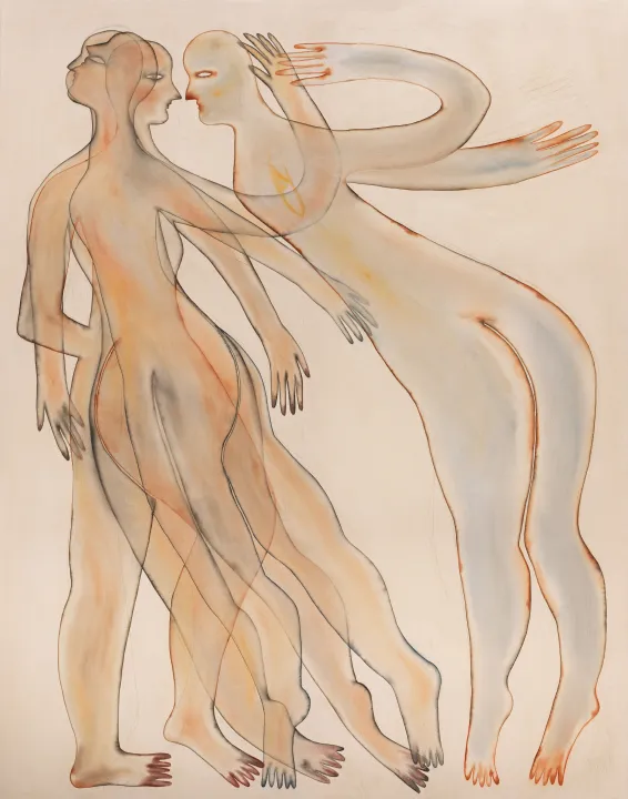 VARIOUS OTHERS – Contemporary Art Munich - Anousha Payne, rising to the surface (through the sounds of your voice) III, 2025, watercolour and gel medium on cotton, 210 x 165 cm, Courtesy of Anousha Payne and Zeyrek Çinili Hamam, Istanbul, photo: Hadiye Cangökçe